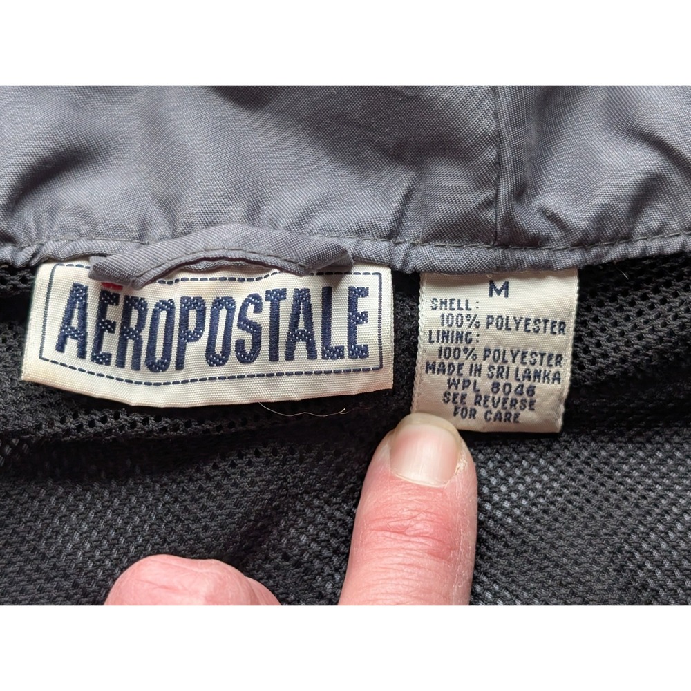 Aeropostale Mens Gray Full Zip Windbreaker Hooded Jacket Mesh Lined M Gorpcore - Picture 5 of 13